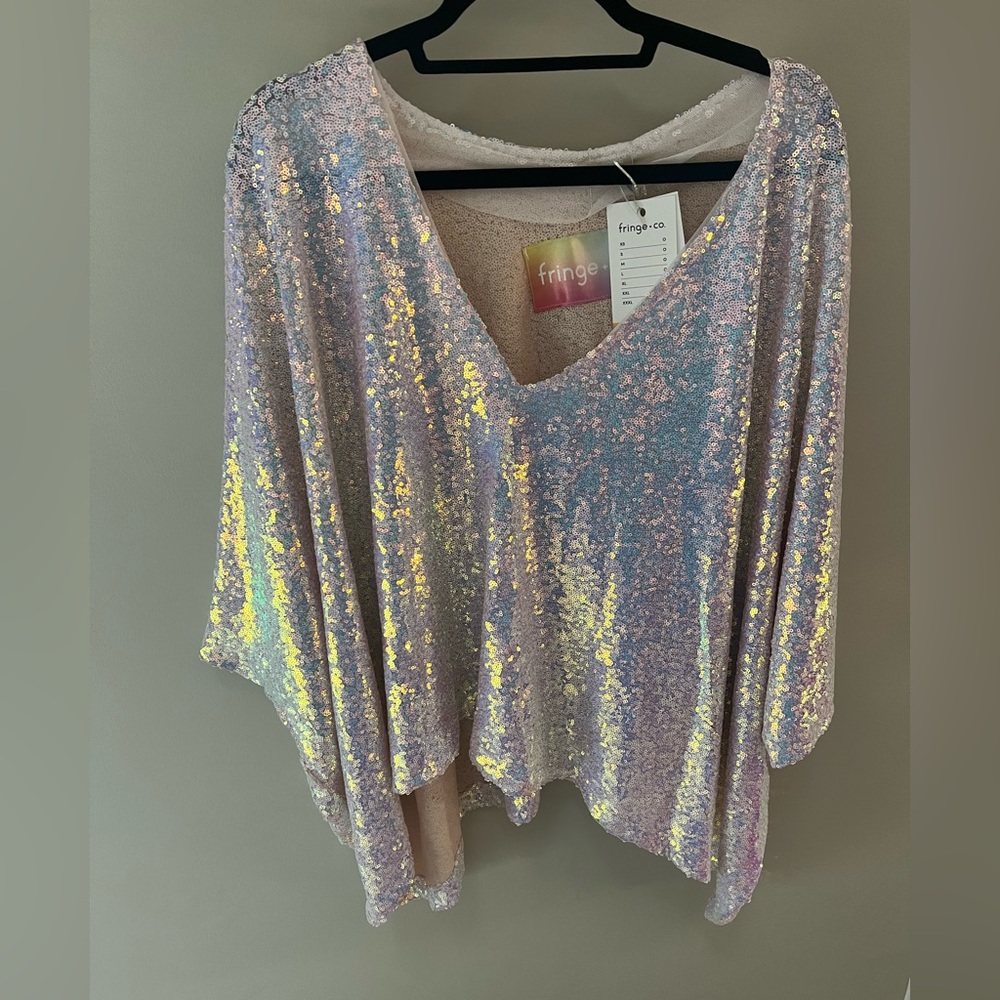 Fringe & Co White Iridescent Tunic - Bride or Bachelorette